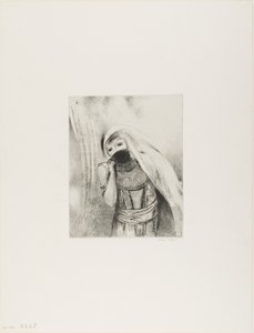 她从怀里掏出一块黑得发亮的海绵，在上面亲吻，第 24 版之 8 作者 奥迪隆·雷顿（Odilon Redon）