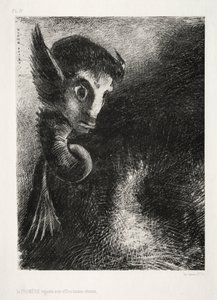 夜：《奇美拉恐惧四处凝视》，1886年。 作者 奥迪隆·雷顿（Odilon Redon）