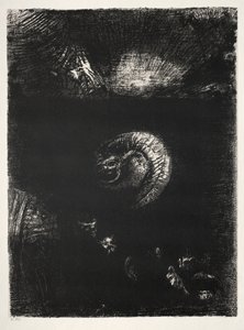 《圣安东尼的诱惑》第一辑：《可怕生物的兴起》，1888年。 作者 奥迪隆·雷顿（Odilon Redon）