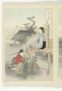 照顾菊花
美人与花的比较（系列标题）
美人与花的比较（系列标题，实物） 作者 竹川理三郎