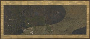 流水、秋草和花朵，江户时期，17世纪末至18世纪初。 作者 绪方光琳