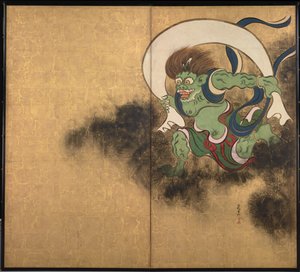 风神。两屏屏风的右半部分，风神和雷神，十八世纪初。