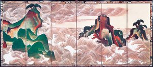 松岛的海浪，绪方康仁（1658-1716）的六幅屏风