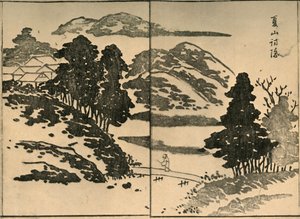 有人物过桥的风景，1809年，1924年。   作者 小仓时计