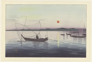 夕阳下的渔船 作者 大原功臣