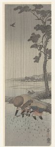 雨中的插秧机 作者 秋山布右卫门
