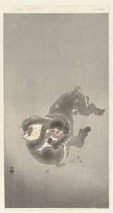 两只猴子在玩耍 作者 大原功臣