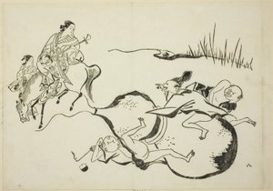 不可能的壮举--虚构的人，12 幅版画系列中的第 8 幅 作者 奥村昌信