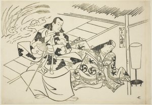 求爱小町（Kayoi Komachi），选自《日本木偶剧名胜》系列（Yamato irotake）。 作者 奥村昌信