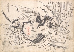 Ichikawa Danjuro I扮演Soga Goro，约1710年。 作者 奥村昌信