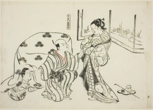 Kotatsu Dojoji, no.选自 12 幅戏剧模仿版画系列中的第 5 幅 作者 奥村昌信