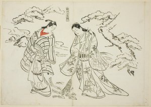 袖函高砂（Sodefumi Takasago），12 幅模仿戏剧的版画系列中的第 2 幅 作者 奥村昌信