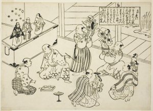 木偶剧场的化妆间，"日本木偶剧的著名场景（Yamato irotake）"系列的目录 作者 奥村昌信