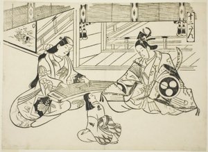 义经（Ushiwaka）和茉莉公主，选自 "日本木偶剧的著名场景（Yamato irotake）"系列 作者 奥村昌信