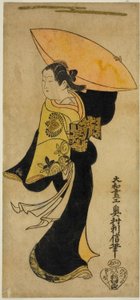 1719 年 11 月在市村剧场演出的话剧《楯加美祯和村》中饰演 Nowake No Mae 的演员 Fujimura Handayu II。 作者 奥村俊信