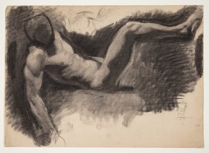 男模特，坐姿，双臂向后伸展 作者 奥鲁夫·哈特曼