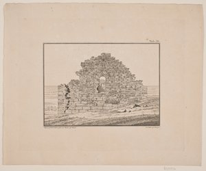 格陵兰的教堂废墟。插图为 W.A.Graah.格陵兰东海岸考察之旅