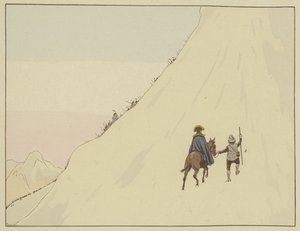 拿破仑乘坐骡子通过圣伯纳德山，由一名年轻人指导，他慷慨地奖励，1800年5月16日