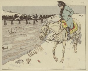 1812年，拿破仑在莫斯科的撤退中观看了他的大阿梅的遗体 作者 Onfray de Breville工作