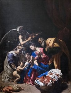 神圣家庭与圣人伊丽莎白、圣人施洗约翰和天使在一起 作者 奥拉齐奥（Orazio Borgianni）