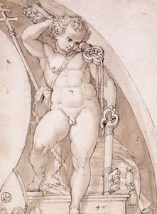 站立着握住教皇钥匙的Putto：对Lunette的研究，约1575年