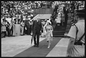 玛格丽特公主和总理布斯塔曼特庆祝牙买加独立1962年（黑白照片）。 作者 奥兰多·苏埃罗