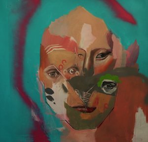 画肖像的不成功尝试，2020-23（布面丙烯、油彩和喷漆）