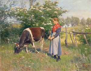 挤奶女工，1892年 作者 奥斯卡·弗伦泽（Oskar Frenzel）