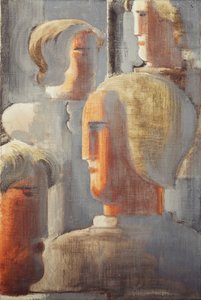 四头组灰蓝色，Folkwang-Study III；维尔克·科普弗格鲁普·格劳布劳（Folkwang-Studie III） 作者 奥斯卡·施勒默（Oskar Schlemmer）