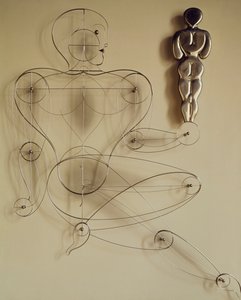 人，手拿后视图的线图 作者 奥斯卡·施勒默（Oskar Schlemmer）