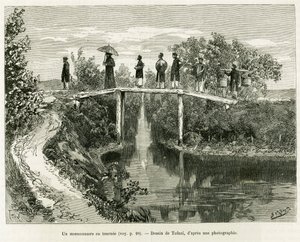 反过来的传教士。托法尼的版画，为1884年《Trente mois au Tonkin》的故事作插图，作者是Paul Hocquard医生，载于1890年《世界之旅》，由Edouard Charton（1807-1890）指导，巴黎Hachette出版社。 作者 奥斯瓦尔多·托法尼（Oswaldo Tofani）