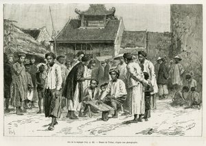萨皮克的游戏。托法尼的版画，为1884年《Trente mois au Tonkin》的故事作插图，作者是Paul Hocquard博士，载于1890年《世界之旅》，由Edouard Charton（1807-1890）指导，巴黎Hachette出版社。