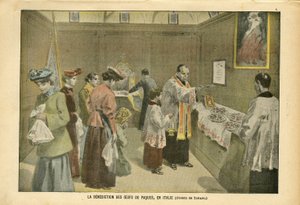 Oswaldo Tofani (1849-1915) 在 Le Pelerin 的插图，03/04/04 - 意大利复活节彩蛋的祝福 - 意大利，宗教信仰，复活节，天主教 - 鸡蛋 作者 奥斯瓦尔多·托法尼（Oswaldo Tofani）