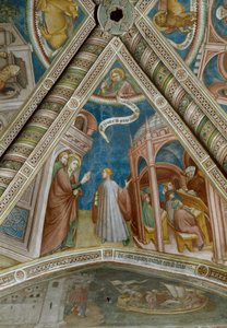 Saint Augustine is sent by his mother Monique to study in Thagaste (Fresco
