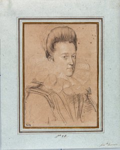 埃莱奥诺拉·德·美第奇 (Eleonora de Medici) (1567-1611) 曼图亚公爵冈萨格文森特一世的妻子 (Vincenzo I Gonzaga, 曼图亚公爵) (1562-1612) Ottavio Leoni (1578-1630) 绘制Strada Nuova 博物馆，inv 2432
