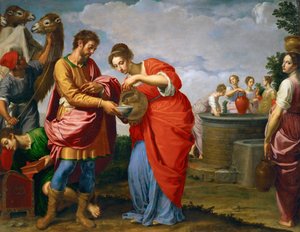 Rebecca and Eliezer at the Well - Ottavio Vannini (1585-1643). Oil on canvas, c. 1626. Dimension : 120x154 cm. Art History Museum, Vienne