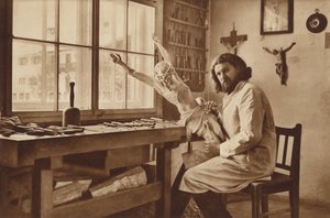 Oberammergau的木雕工作室，Alois Lang，1930年激情基督的代表