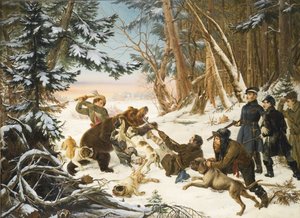 沙雷维奇-亚历山大-尼古拉耶维奇在莫斯科郊区猎熊，1843年 作者 奥托·格拉绍夫