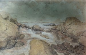 海洋和风景素描（纸上水彩和铅笔） 作者 奥托·路德维希·辛丁