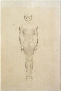 Knabenakt，双腿紧闭，双臂伸展