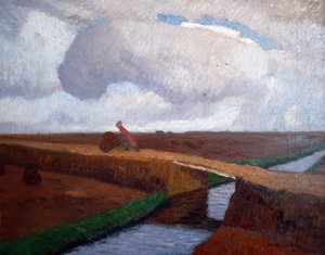北海沿岸的秋景与运河 作者 奥托·莫德森（Otto Modersohn）