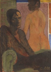 带后背行为的自画像，约1929年。 作者 奥托穆勒