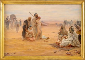 Le Marche aux esclaves - 奴隶市场 - 奥托·皮尔尼 (Otto Pilny) 绘画 (1866-1936)，布面油画 1910 (80x120cm) - 私人收藏