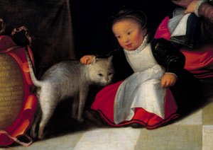 艺术家和他的家人 细节代表猫和孩子。 Octavius Van Veen (1556-1629) 的绘画 作者 奥托·范·维恩