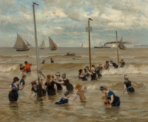 在海中沐浴。 1876年