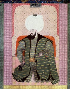 奥斯曼帝国：“”奥斯曼苏丹巴贾兹德（Bayezid、Bajazet、Bayazid）II 正义（1447-1512）的肖像”“手稿缩影（1973 年女士，对开 62a）““Zubdat al Tawarikh”（Zubdat al Tawarikh）（Zubdat al Tawarikh） (Creme of Stories) by 历史学家 Seyid Loqid Ashuri 1 作者 奥斯曼帝国学校