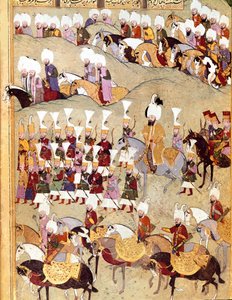 奥斯曼帝国：“”奥斯曼苏丹穆拉德二世（穆拉特）（1404-1451）和他的军队在入侵波斯期间的代表“””手稿微型女士。 1404 财年“”Sehinsahname”（或 Shahinshah-nameh 或 Shahinshah-nameh、Shahinshah nama、Shahinshah nameh） 作者 奥斯曼帝国学校