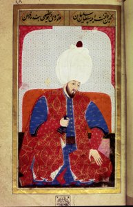 Soliman (Suleyman) I the Magnificent (1494-1566)，来自 Seyyid Lokman Hussein 手稿“人类相貌（关于奥斯曼帝国的个人安排）”的苏丹奥斯曼帝国缩影。 （ty6087 对开 27b 女士） 作者 奥斯曼帝国学校