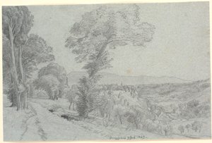 意大利山景，眺望 "1869 年 7 月 9 日的热纳扎诺"。 作者 PC Skovgaard