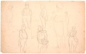 A.S. Ørsted、弗雷德里克七世、克里斯蒂安八世和弗雷德里克六世的漫画。 作者 PC Skovgaard